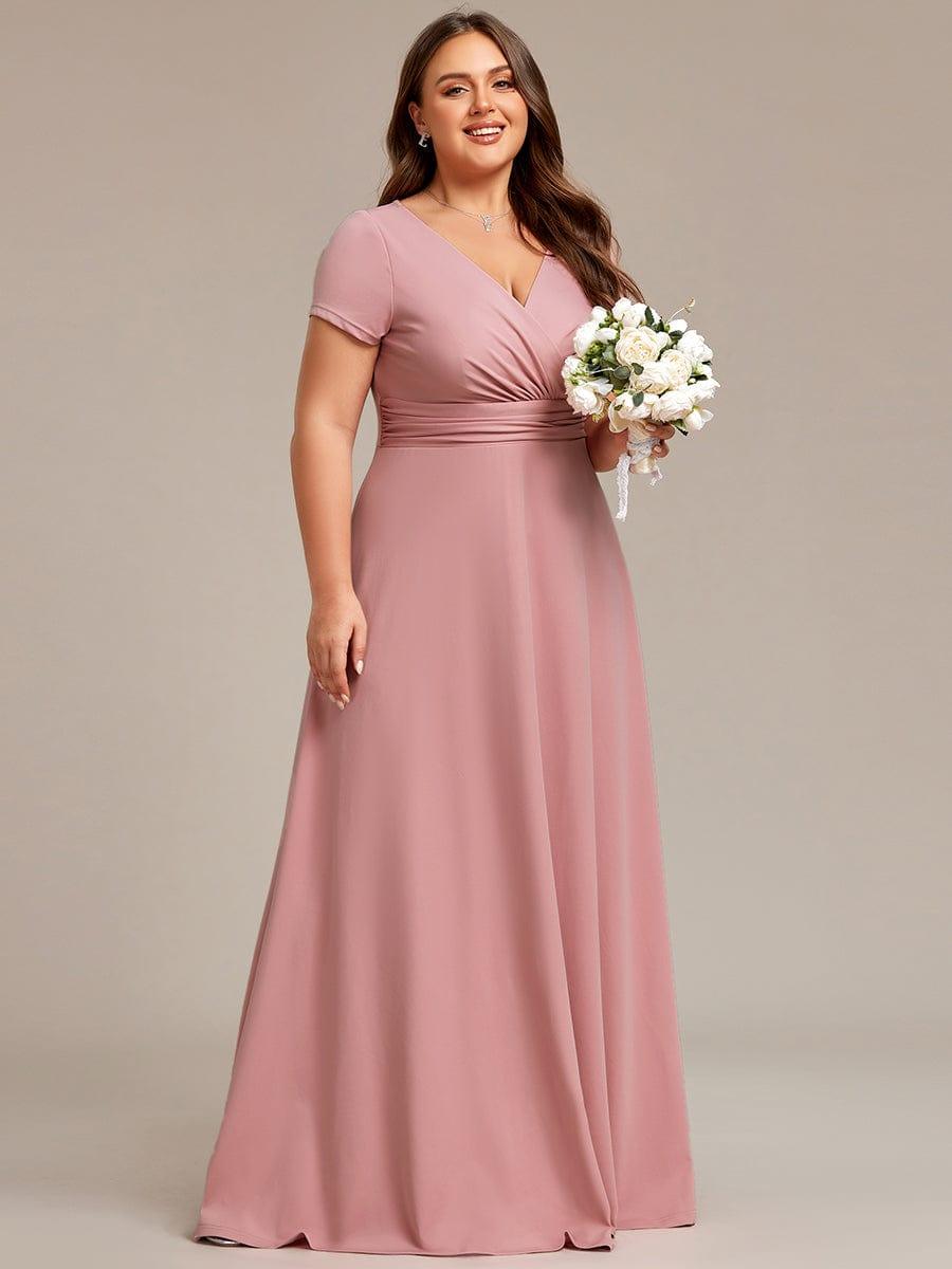 Simple Plus Size Empire Waist A-Line Bridesmaid Dress #color_Dusty Rose