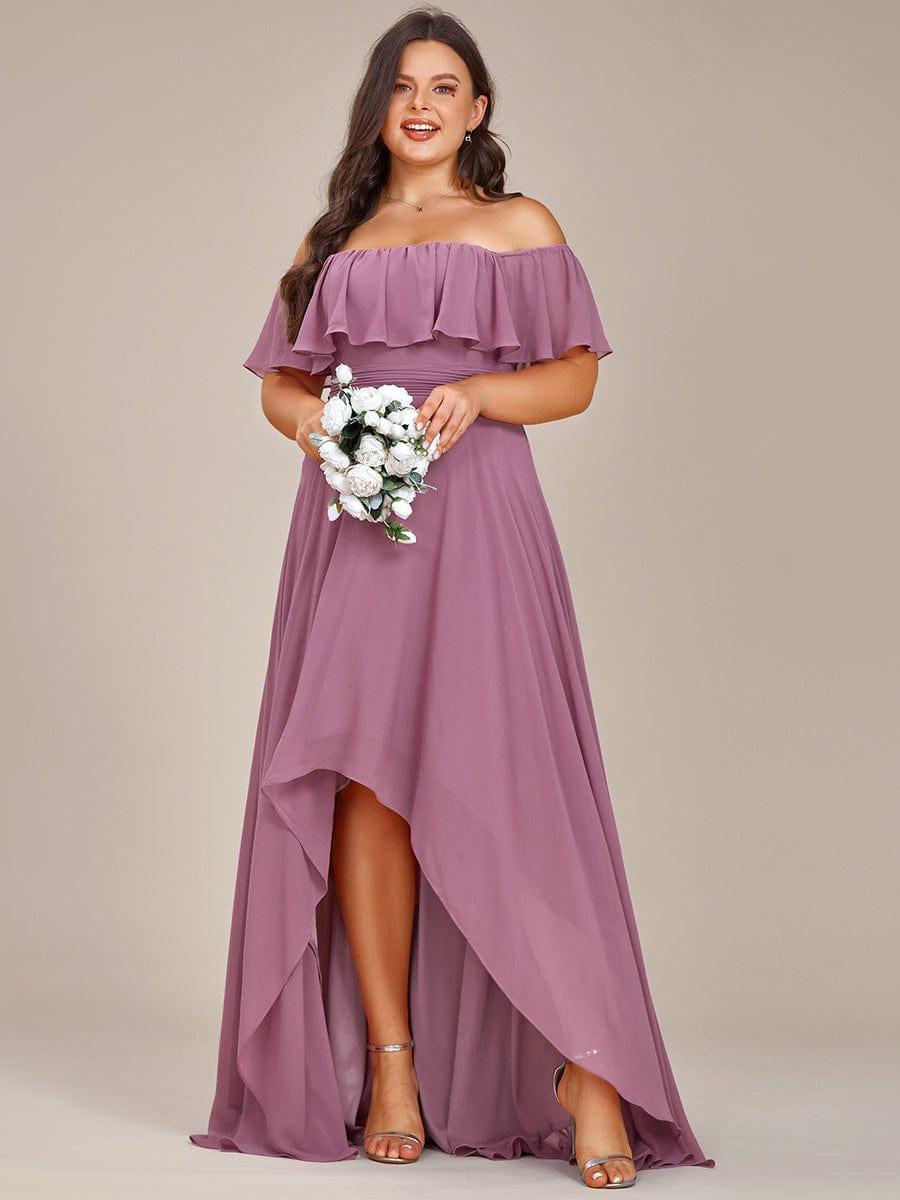 Lace Chiffon Long Bridesmaid Dress with Open Back #Color_Purple Orchid