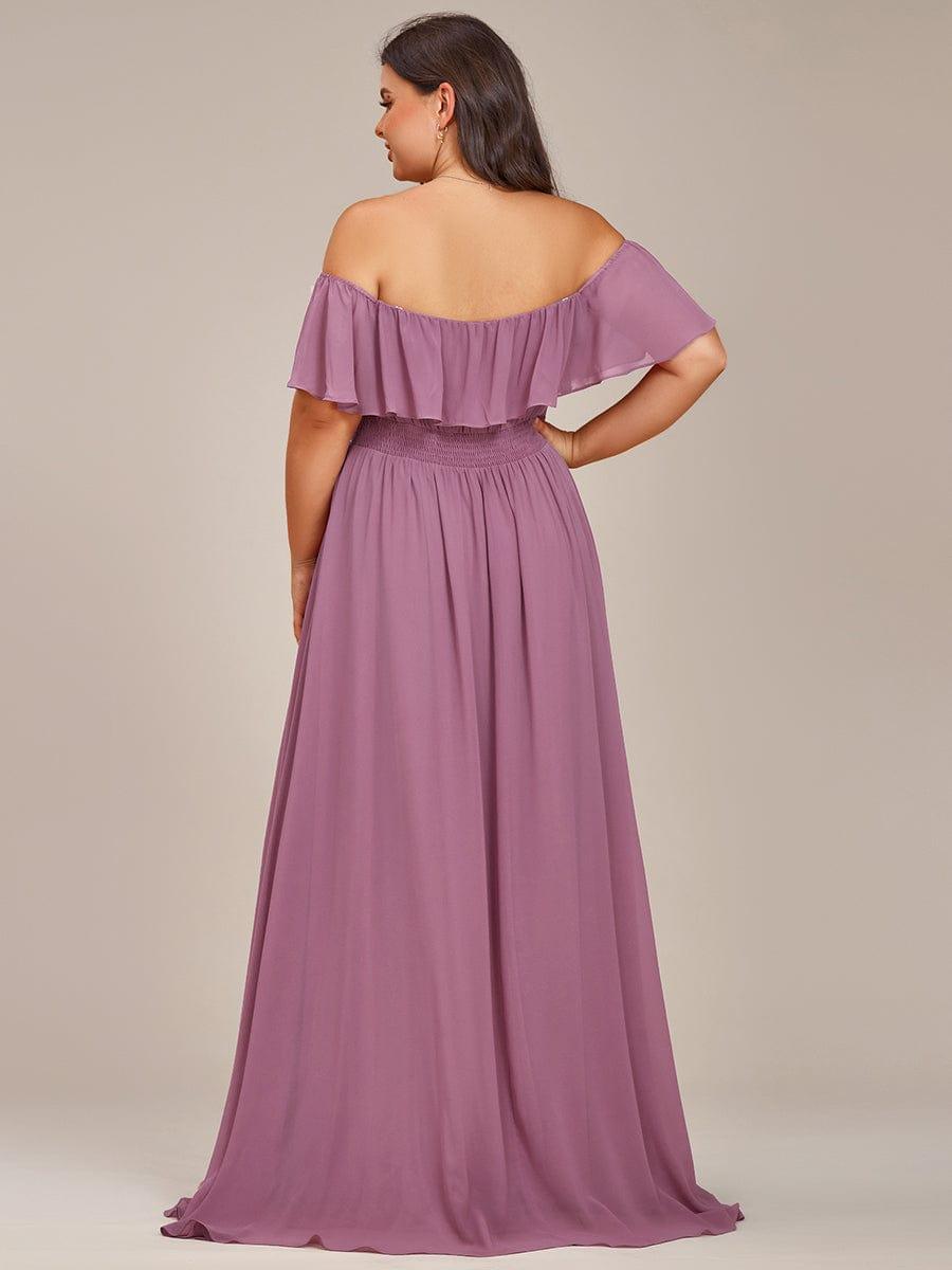 Lace Chiffon Long Bridesmaid Dress with Open Back #Color_Purple Orchid