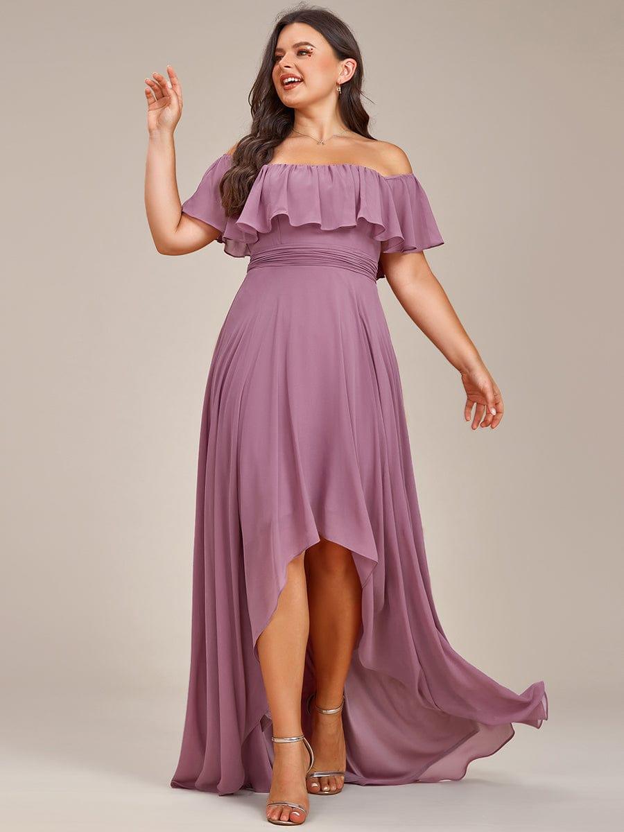 Lace Chiffon Long Bridesmaid Dress with Open Back #Color_Purple Orchid