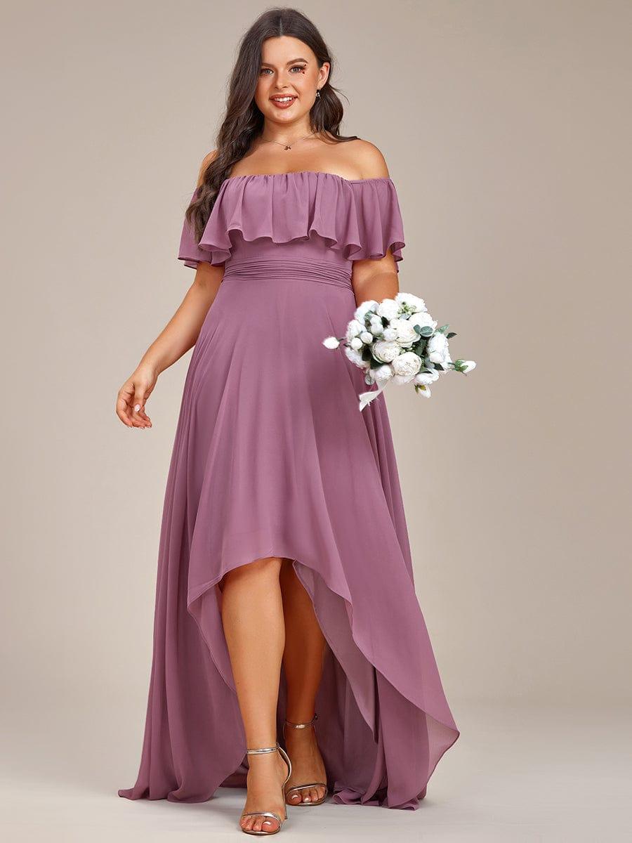 Lace Chiffon Long Bridesmaid Dress with Open Back #Color_Purple Orchid