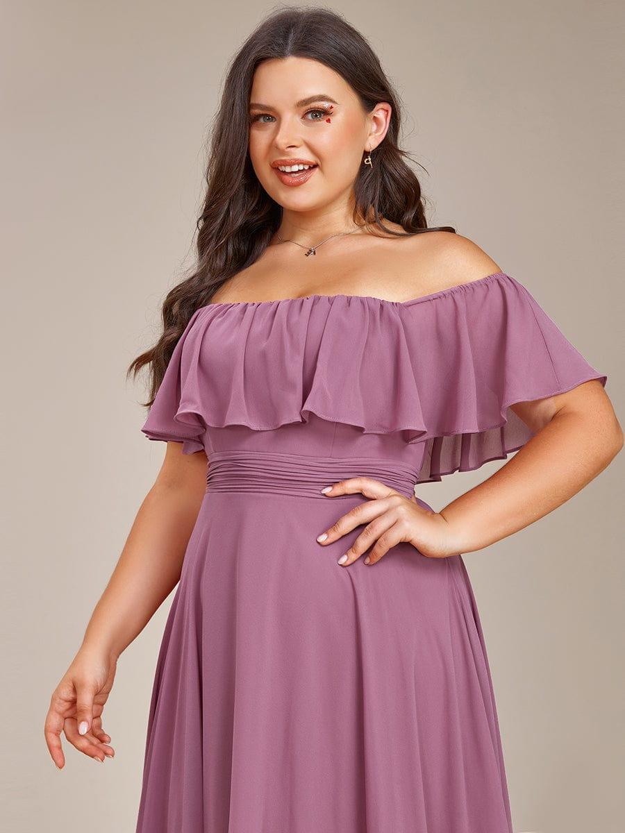 Lace Chiffon Long Bridesmaid Dress with Open Back #Color_Purple Orchid