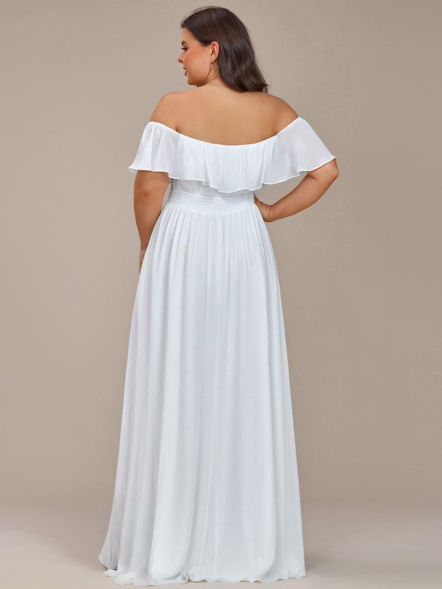 Lace Chiffon Long Bridesmaid Dress with Open Back #Color_White