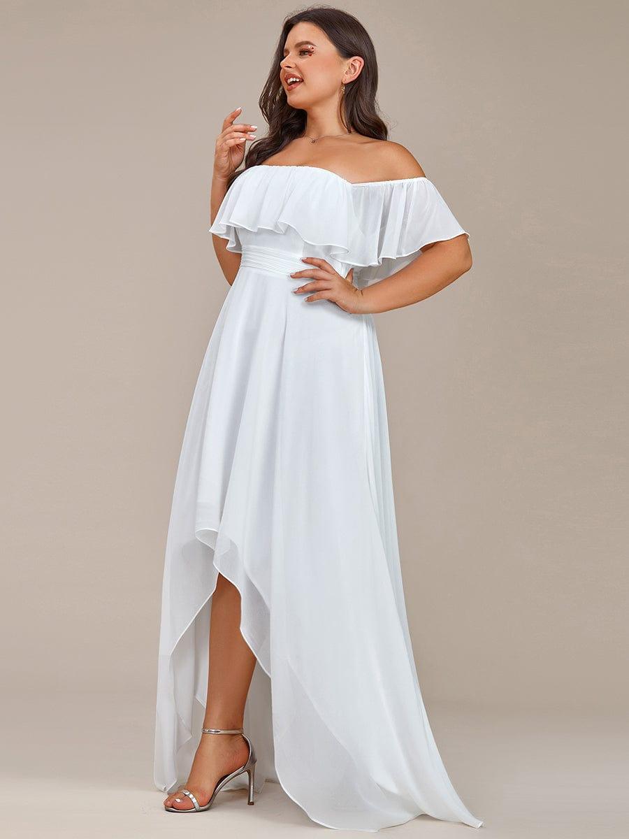 Lace Chiffon Long Bridesmaid Dress with Open Back #Color_White