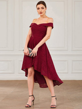 Sweetheart Off-Shoulder Lace High-Low Bridesmaid Dress