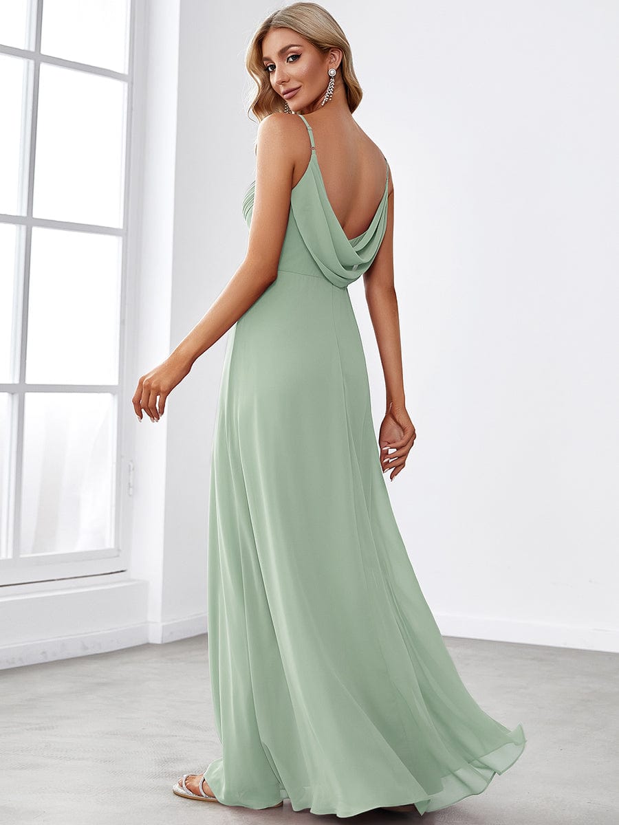 Sweetheart Draped Back Floor Length Bridesmaid Dress #color_Mint Green