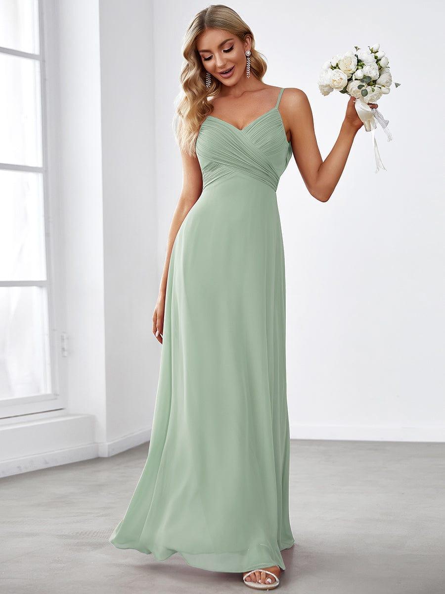 Sweetheart Draped Back Floor Length Bridesmaid Dress #color_Mint Green