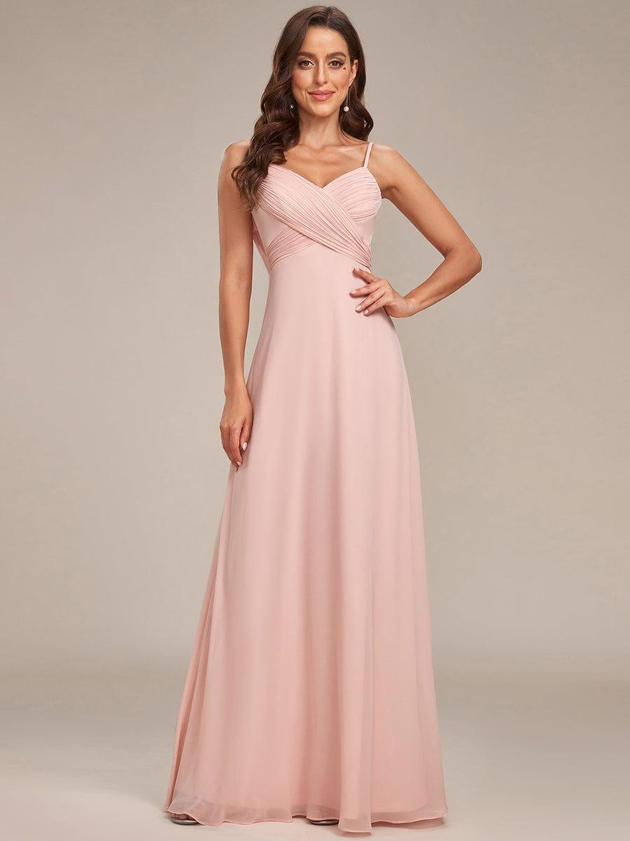 Sweetheart Draped Back Floor Length Bridesmaid Dress #color_Pink