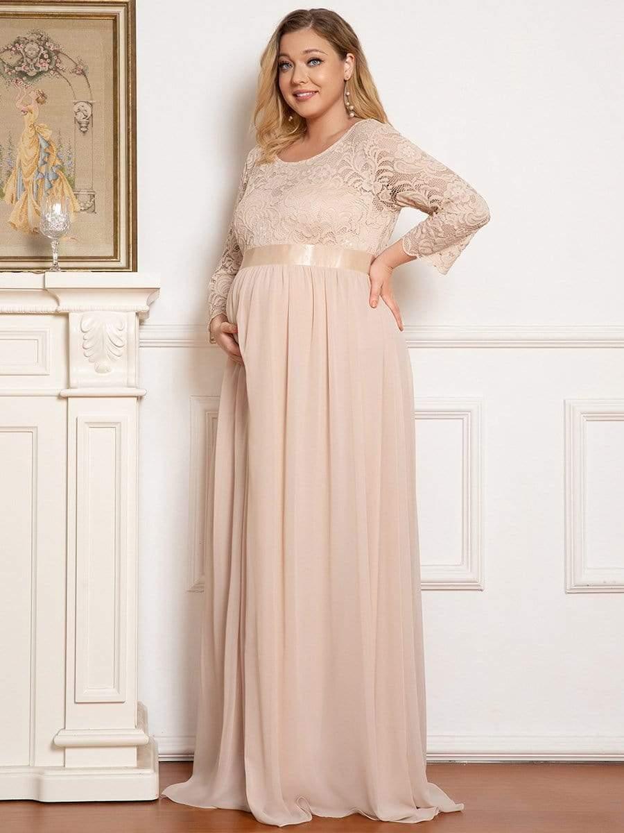 Lace Empire Waist Long Maternity Dress