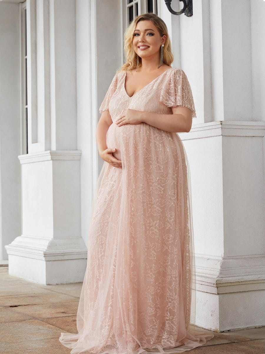 Plus Size V Neck Maxi Maternity Dresses - UK