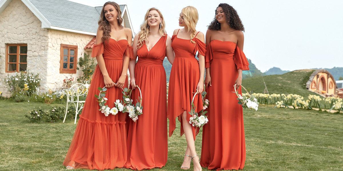 Ever Pretty Trendy Burnt Orange Bridesmaid Dresses