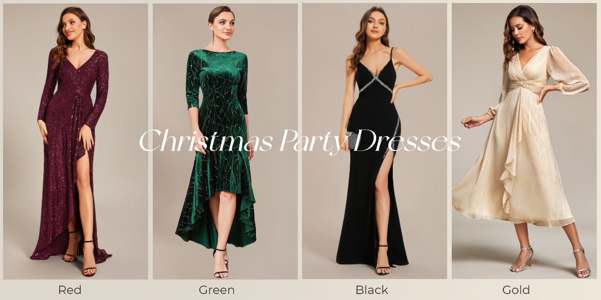 Tis the Season to Sparkle: 12 Christmas Party Dresses in Red, Green, Black & Gold