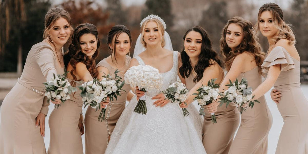 Winter wedding bridesmaids on sale