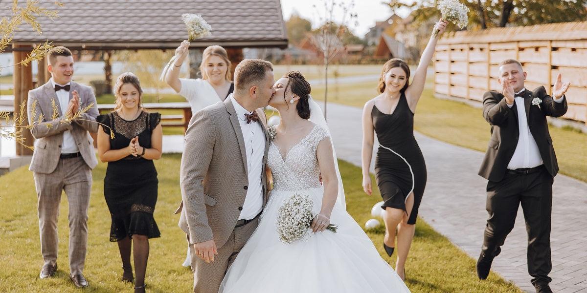 black bridesmaid dresses and groomsmen