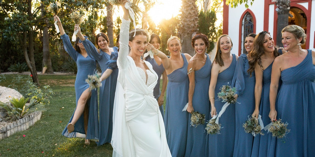 budget-friendly light blue bridesmaid dresses