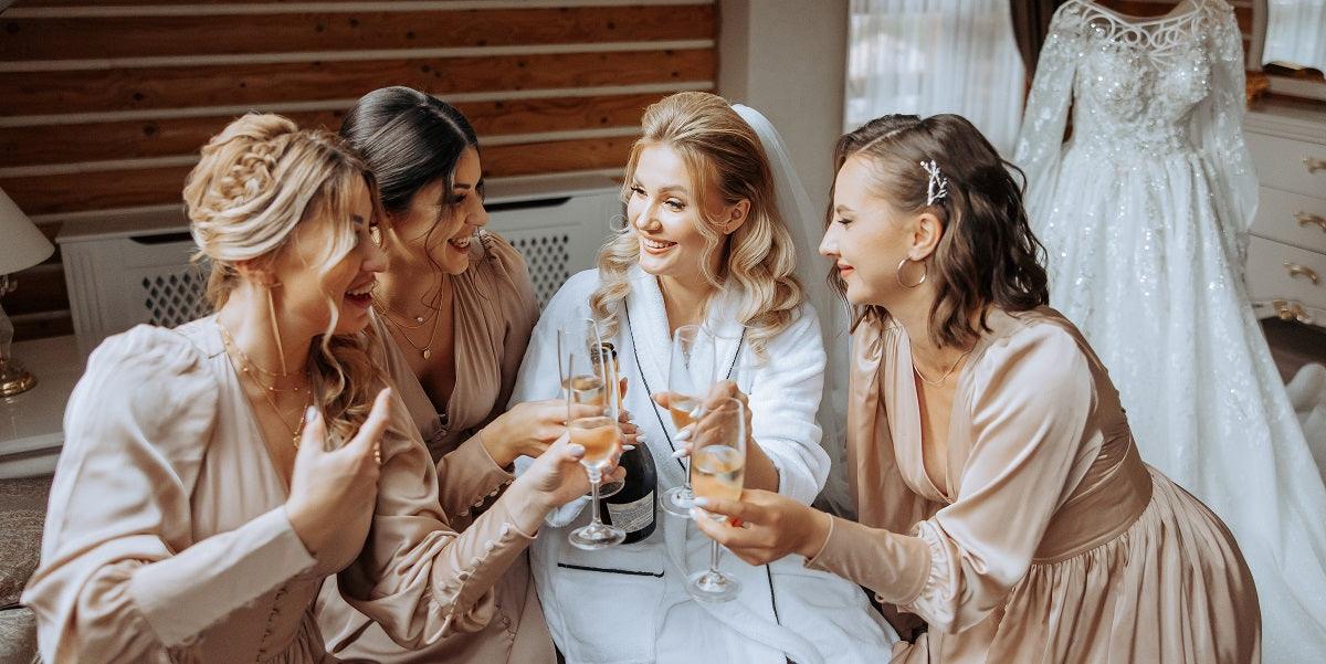 what color bridesmaid dresses with champagne wedding dress Champagne Bridesmaid Dresses For the Modern Bride Wedding Shoppe