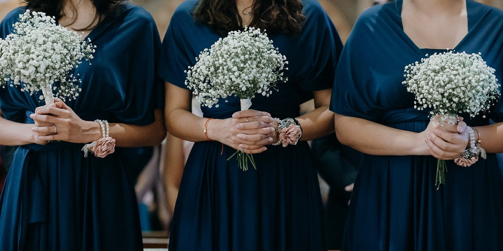 navy bridesmaid dresses what color suits Steel Blue Bridesmaid Dresses
