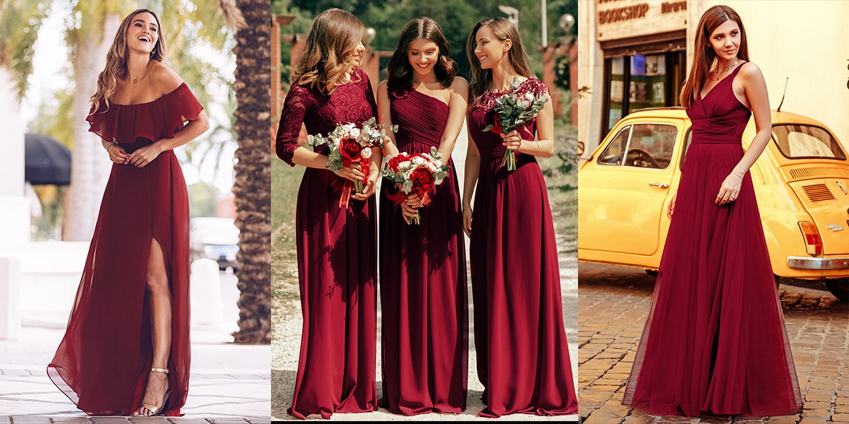 Top Three Burgundy Bridesmaids’ Dresses for Autumn Weddings 2020