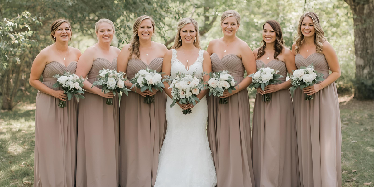 taupe bridesmaid dresses