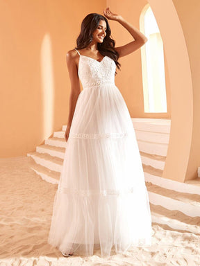 Bohemian Lace A-Line Wedding Dress with Spaghetti Straps