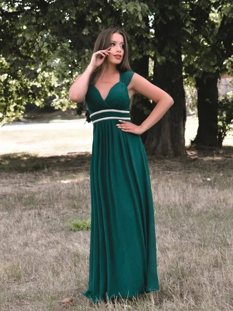 dark green dress casual Flirty and Thriving Dark Green Pleated Midi Dress
