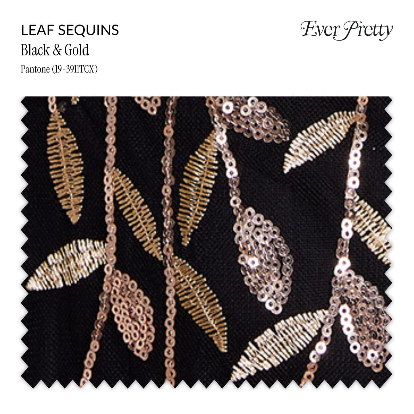 Ever-Pretty Leaf Sequin Swatch #Color_Black Gold