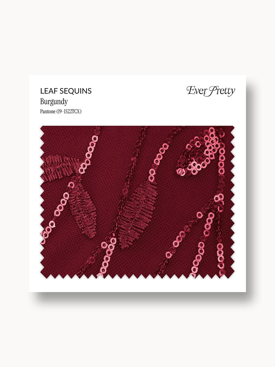 Ever-Pretty Leaf Sequin Swatch #Color_Burgundy