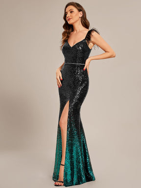 Custom Size Sequin Feather Lace-Up Mermaid Prom Dresses