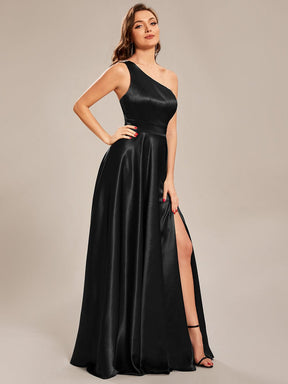 Custom Size One Shoulder Long Empire Waist Satin Prom Dress