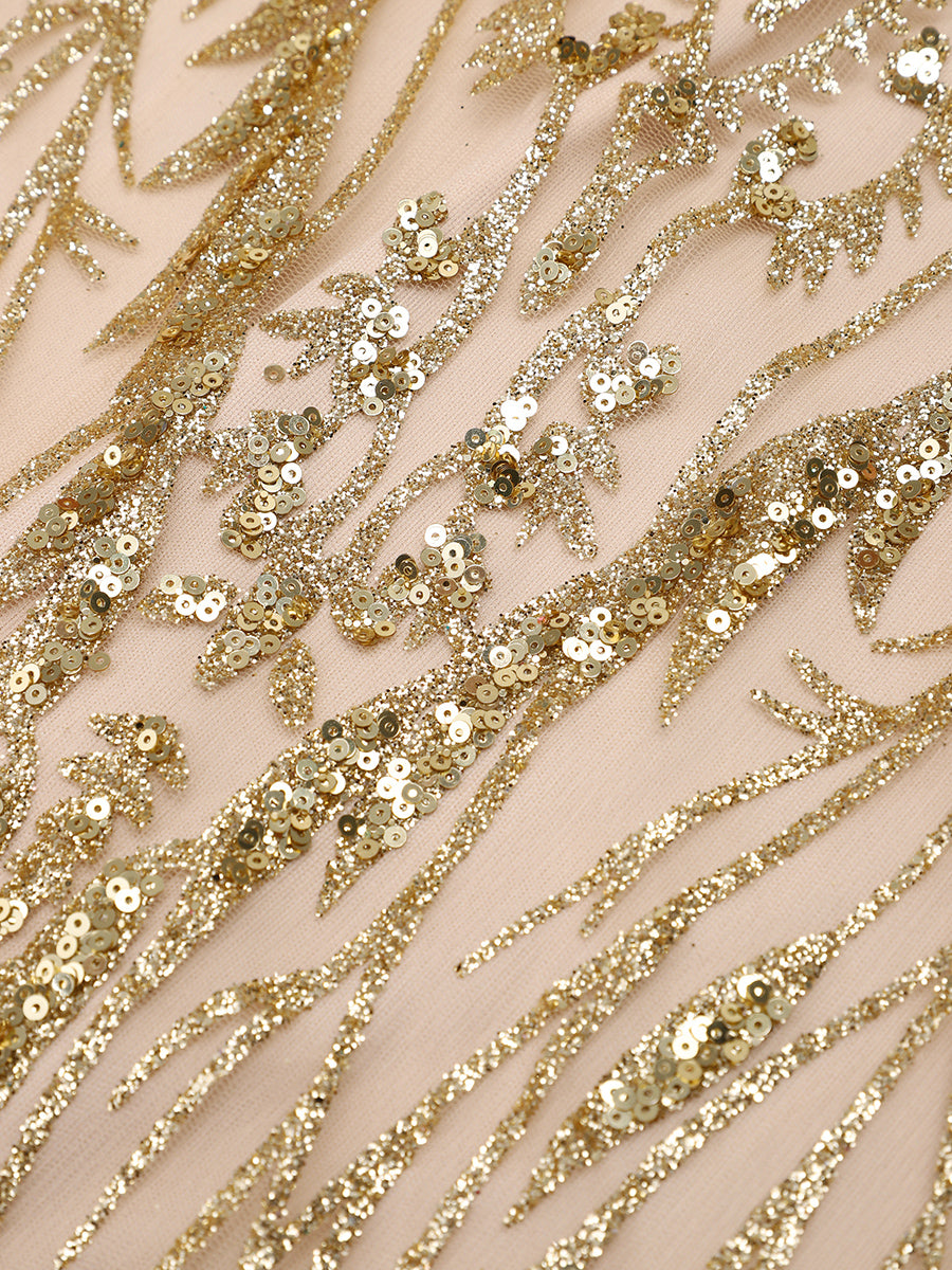 Custom Size Sequin Elegant Spaghetti Strap Long Mermaid Prom Dress More Detail Photos