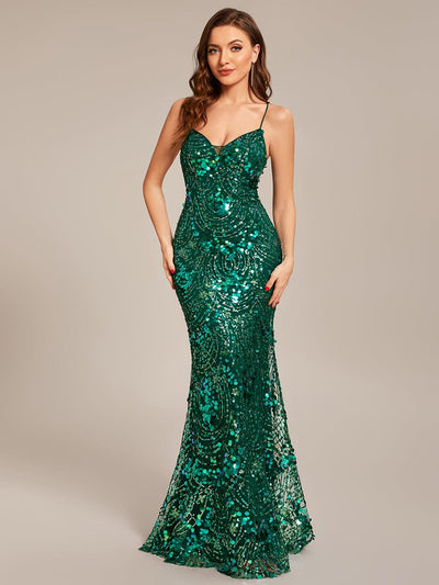 Custom Size Sequin Mermaid Lace-up Back Bodycon Prom Dress