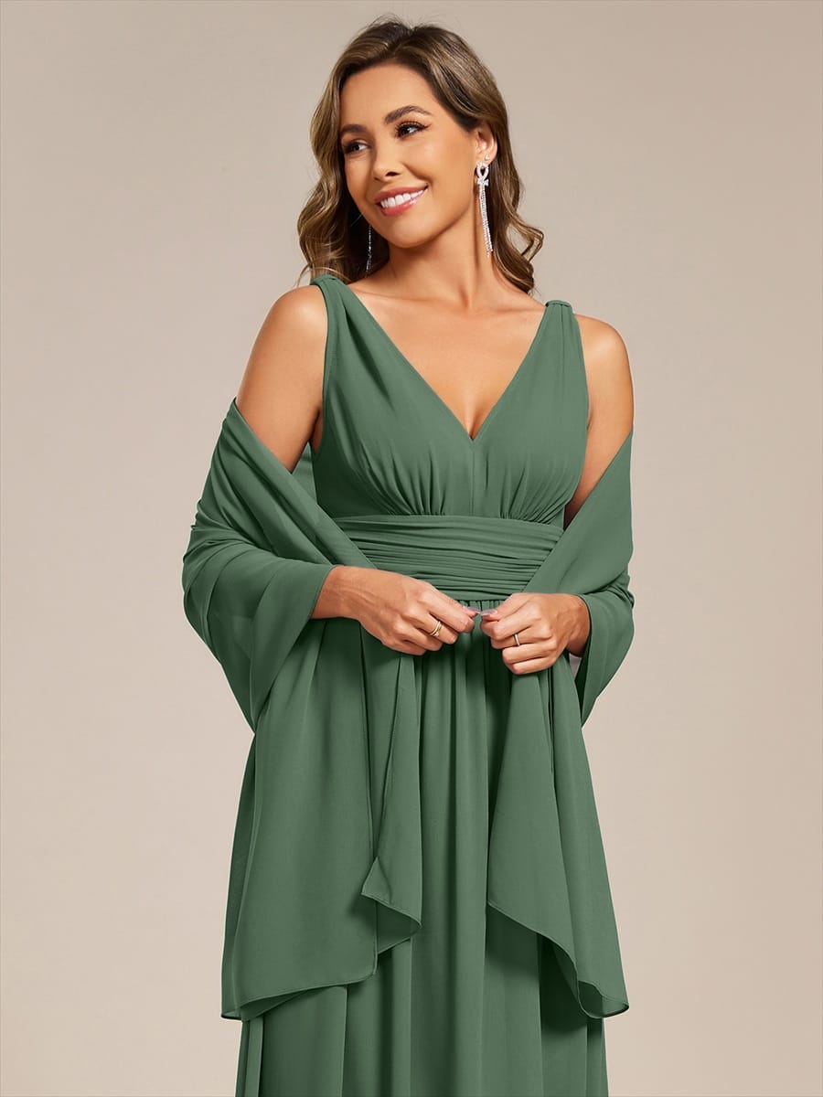 Elegant Women's Chiffon Shawl For Special Occasion #color_Eucalyptus Green