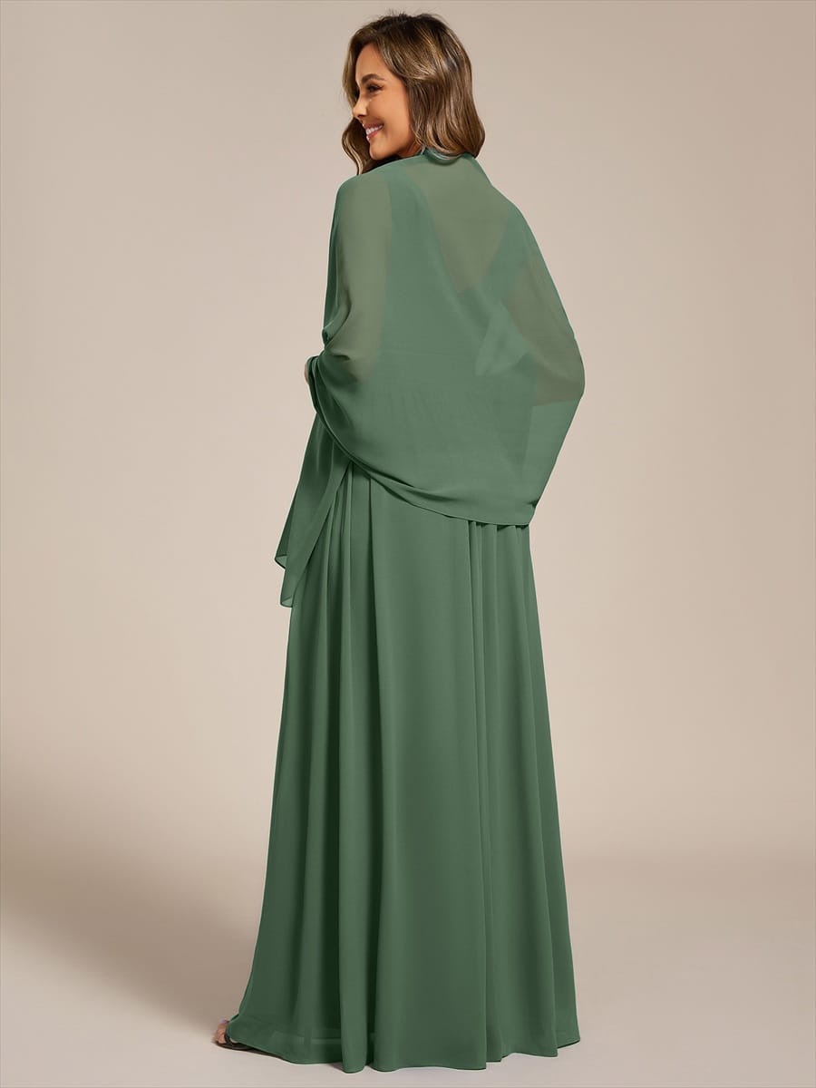 Elegant Women's Chiffon Shawl For Special Occasion #color_Eucalyptus Green
