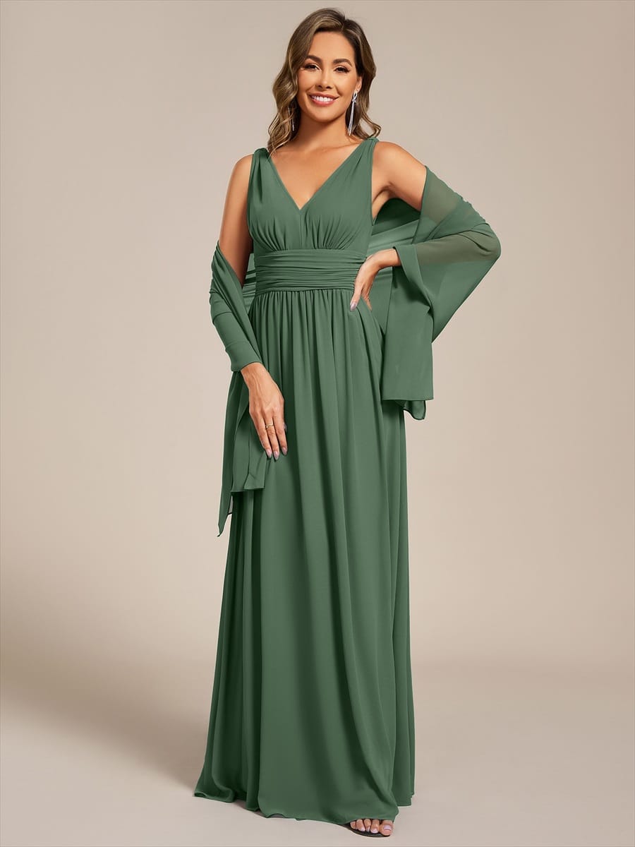 Elegant Women's Chiffon Shawl For Special Occasion #color_Eucalyptus Green