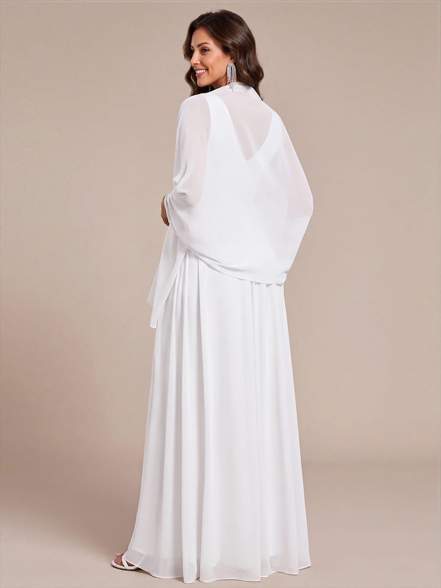 Elegant Women's Chiffon Shawl For Special Occasion #color_White