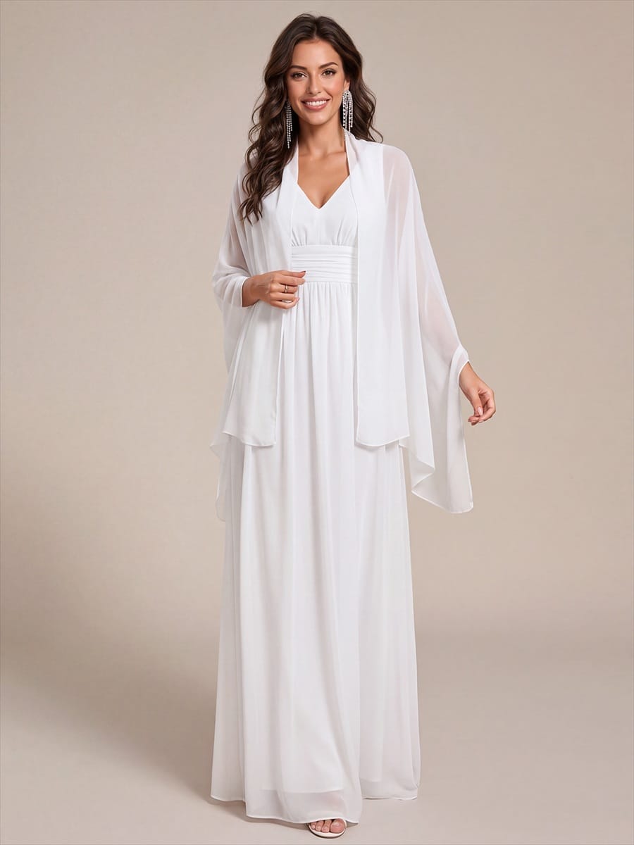Elegant Women's Chiffon Shawl For Special Occasion #color_White