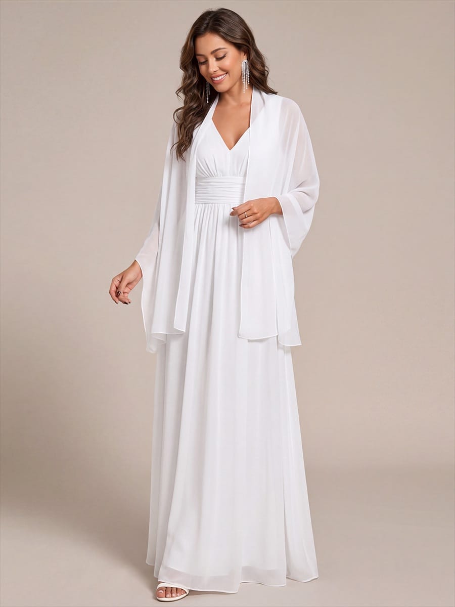 Elegant Women's Chiffon Shawl For Special Occasion #color_White