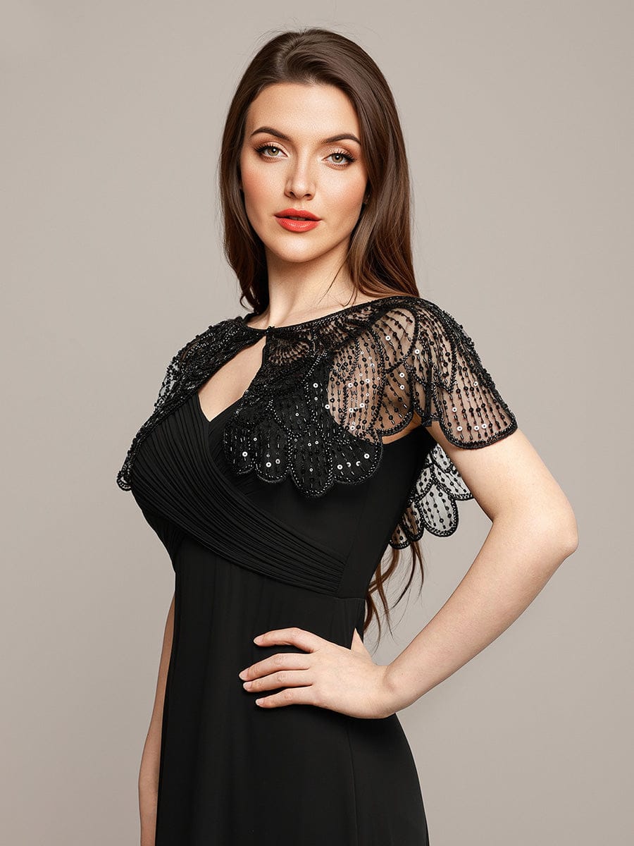 Sequin Scalloped Cape Shawl