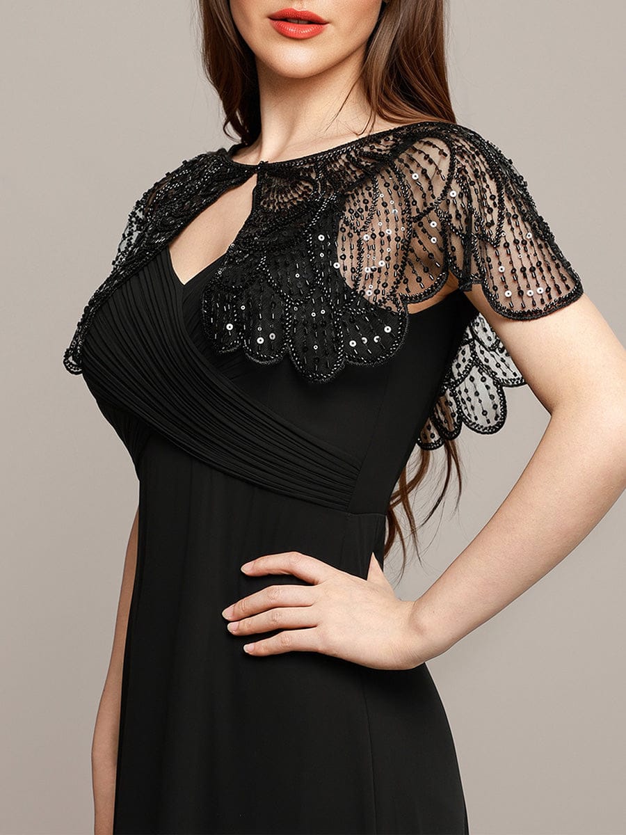 Sequin Scalloped Cape Shawl