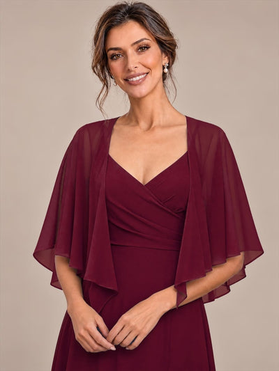 Chiffon Evening Wrap with Embellished Shoulder Detail