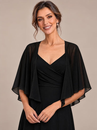 Chiffon Evening Wrap with Embellished Shoulder Detail