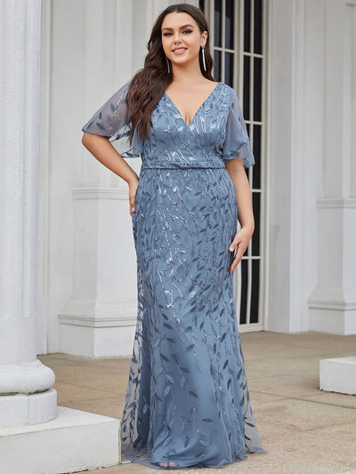ever DIONE|Gorgeous V Neck Leaf-Sequined Fishtail Party Dress
