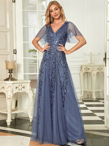 Dusty Blue Bridesmaid Gowns #style_EE00736DN