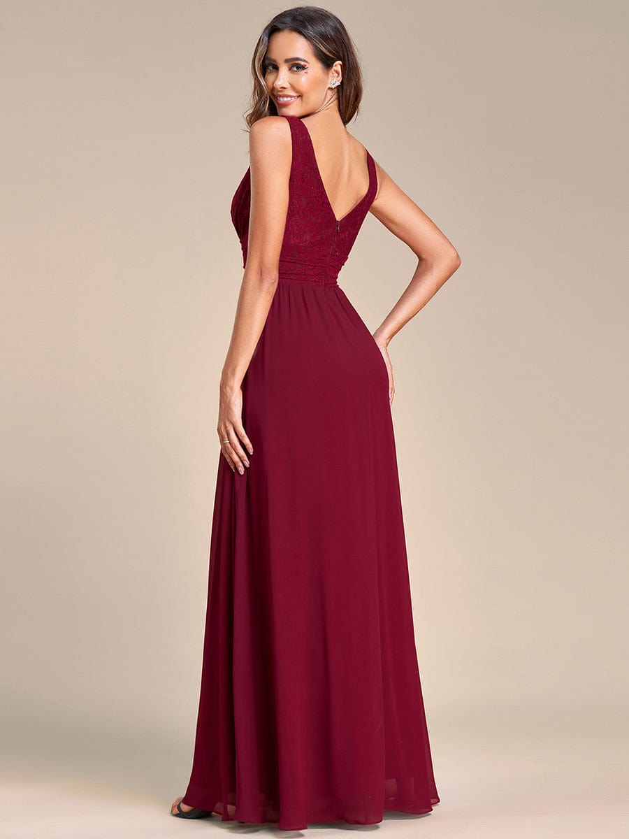 Sleeveless V-Neck Empire Waist Floor-Length Evening Dress