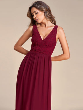 Sleeveless V-Neck Empire Waist Floor-Length Evening Dress
