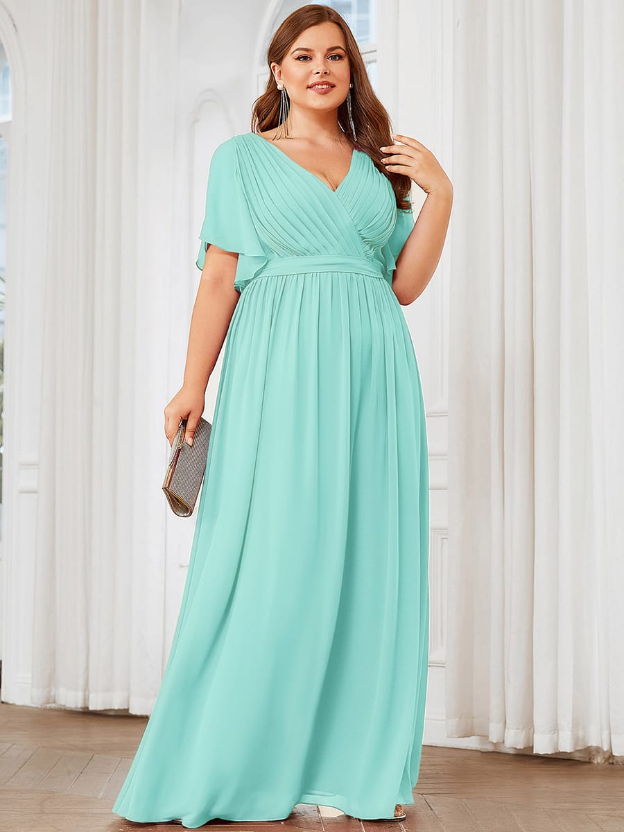 A-Line Pleated Chiffon Tie-Waist Bridesmaid Dress #color_Pastel Blue