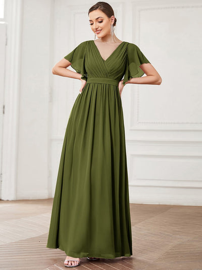 ever LEORA|A-Line Pleated Chiffon Tie-Waist Bridesmaid Dress