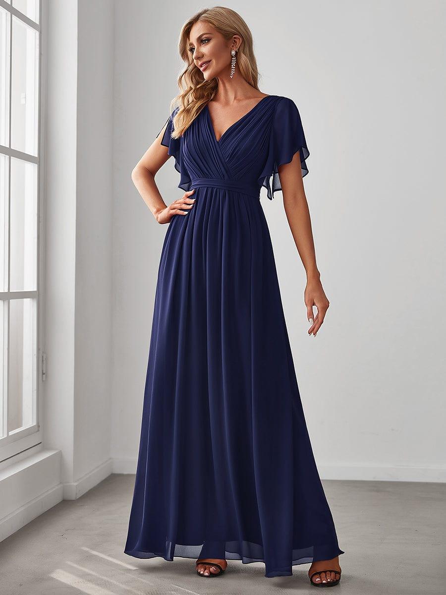 Navy Chiffon Bridesmaid Dresses #style_EE0164ANB