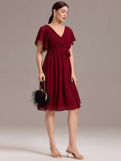 Tie-Waist Midi Bridesmaid Dress #color_Burgundy