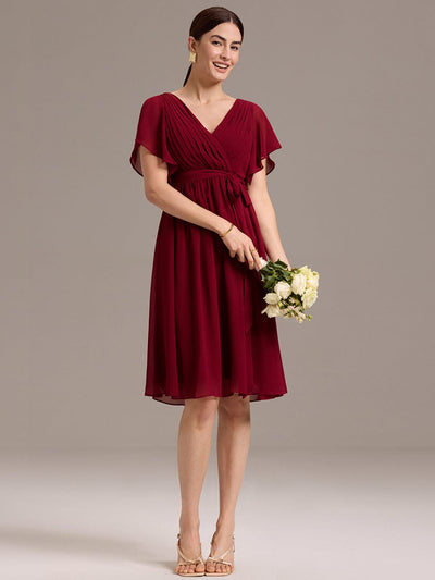 Tie-Waist Midi Bridesmaid Dress #color_Burgundy